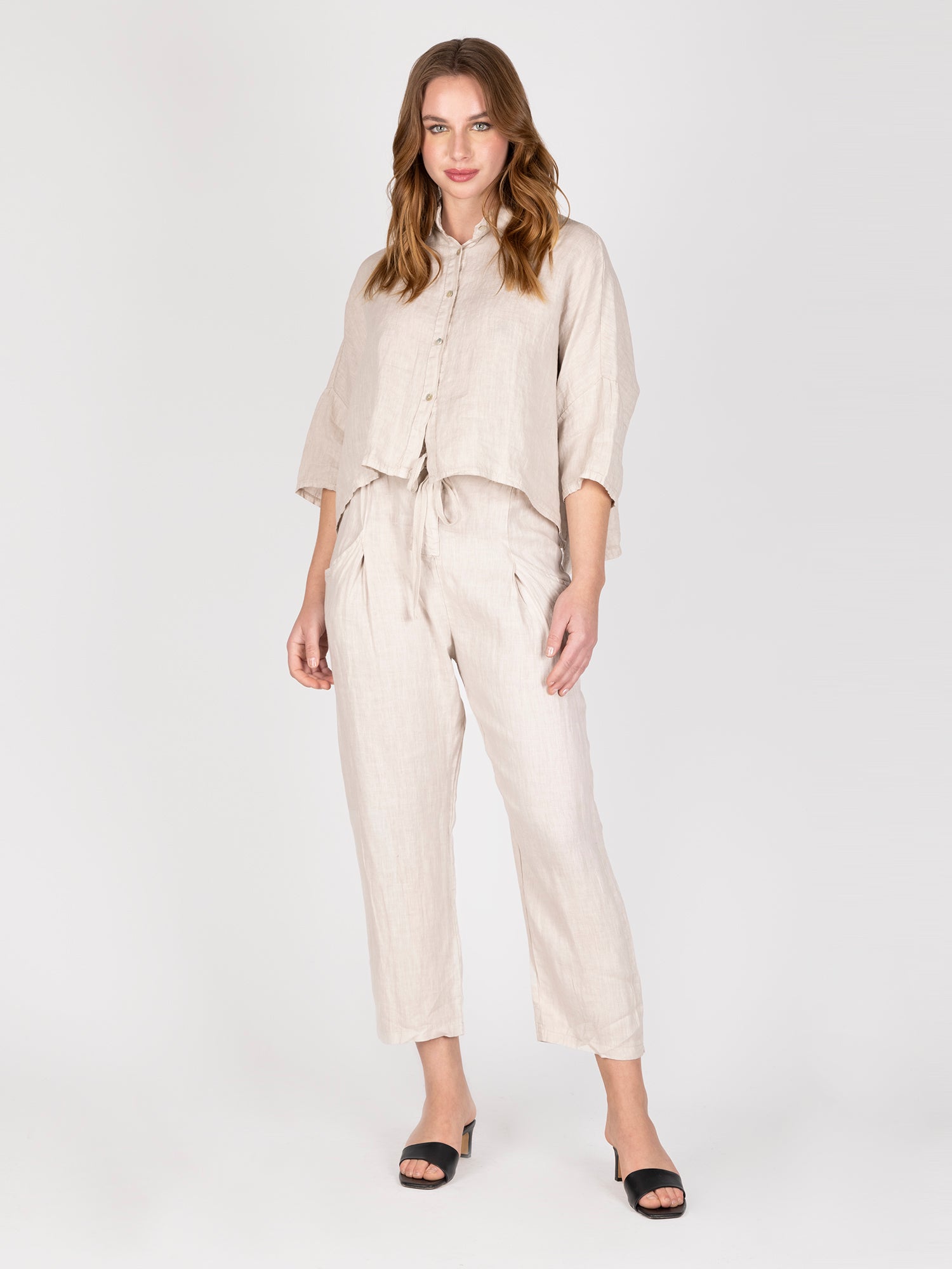 Blusa Lino Beige Leidiro