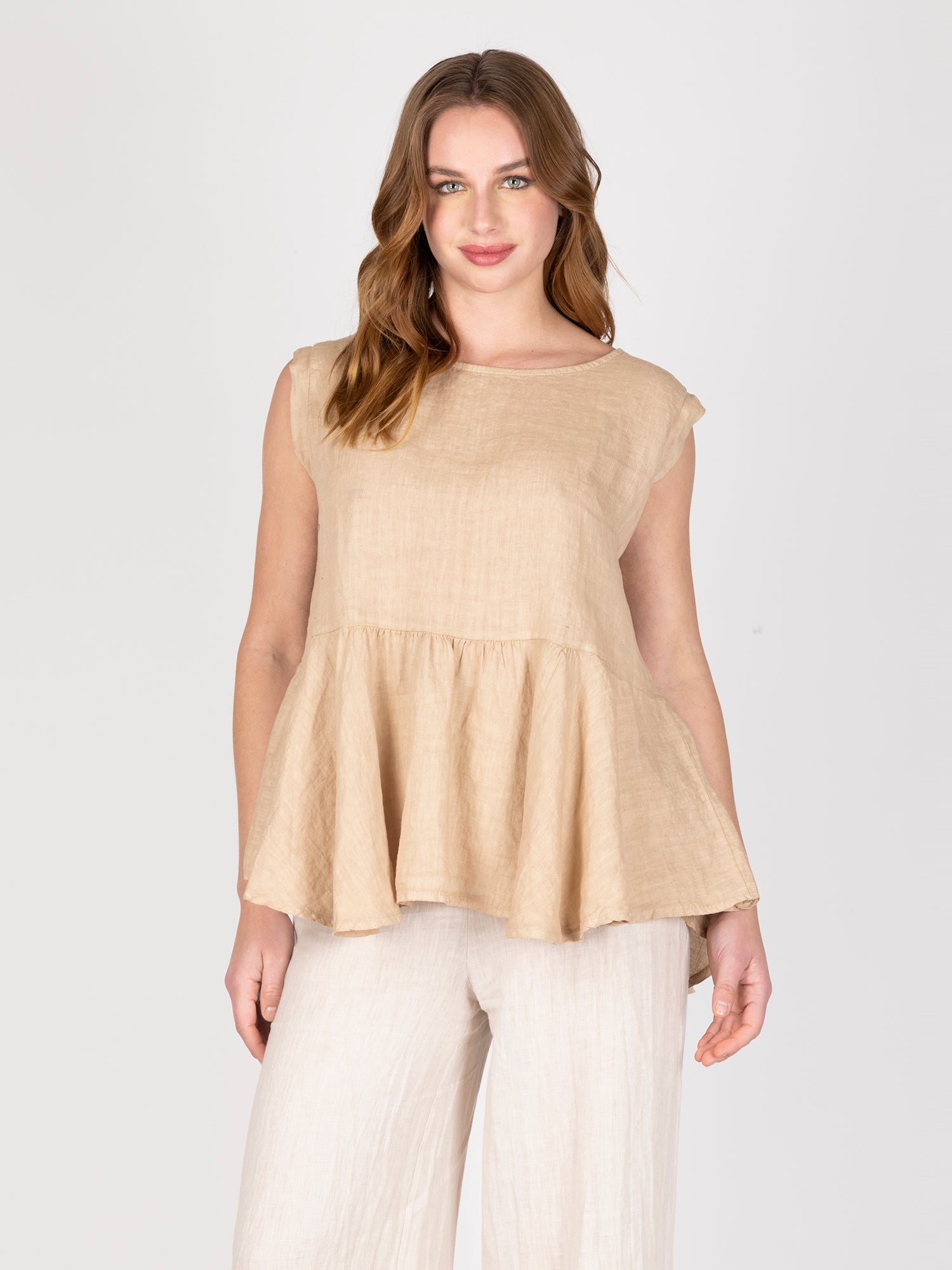Blusa Lino Beige Leidiro
