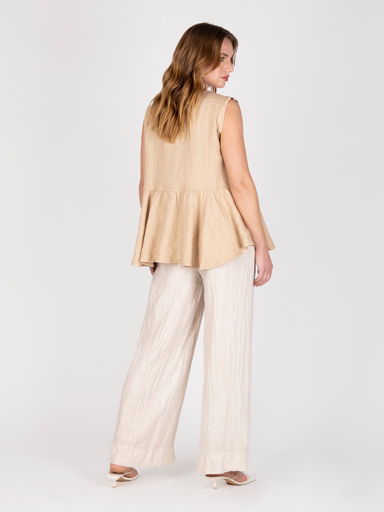 Blusa Lino Beige Leidiro