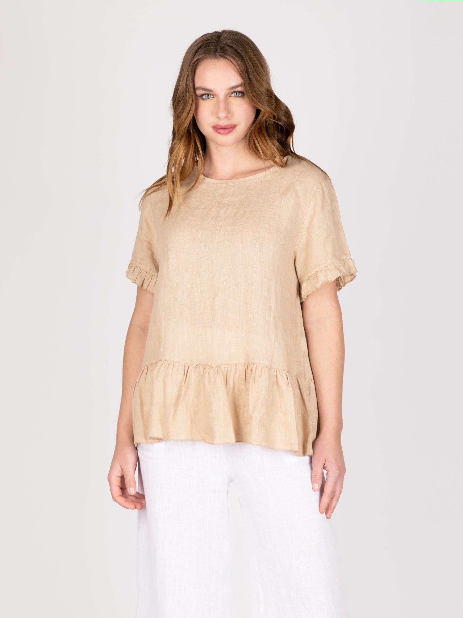 Blusa Lino Beige Leidiro
