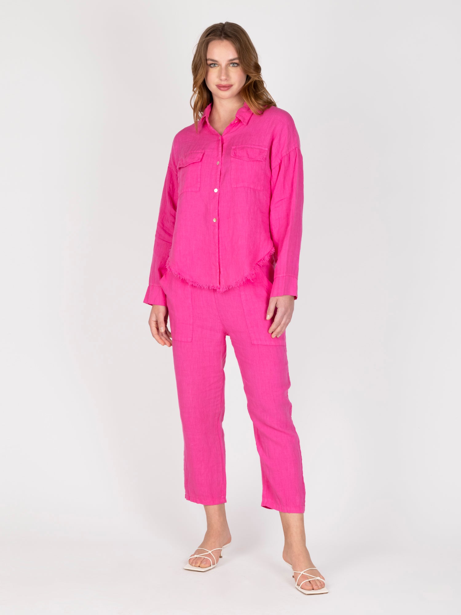 Blusa Lino Fucsia Leidiro