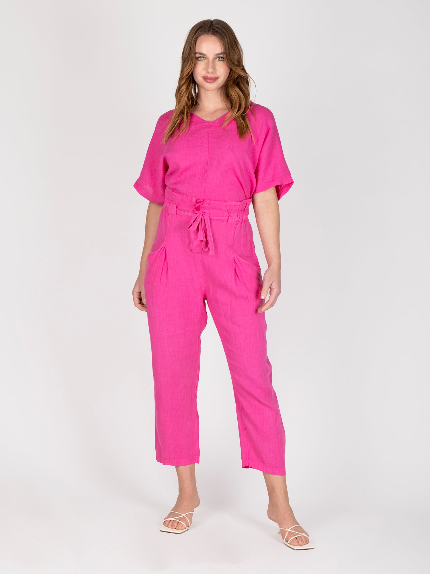 Pantalon Lino Fucsia Leidiro