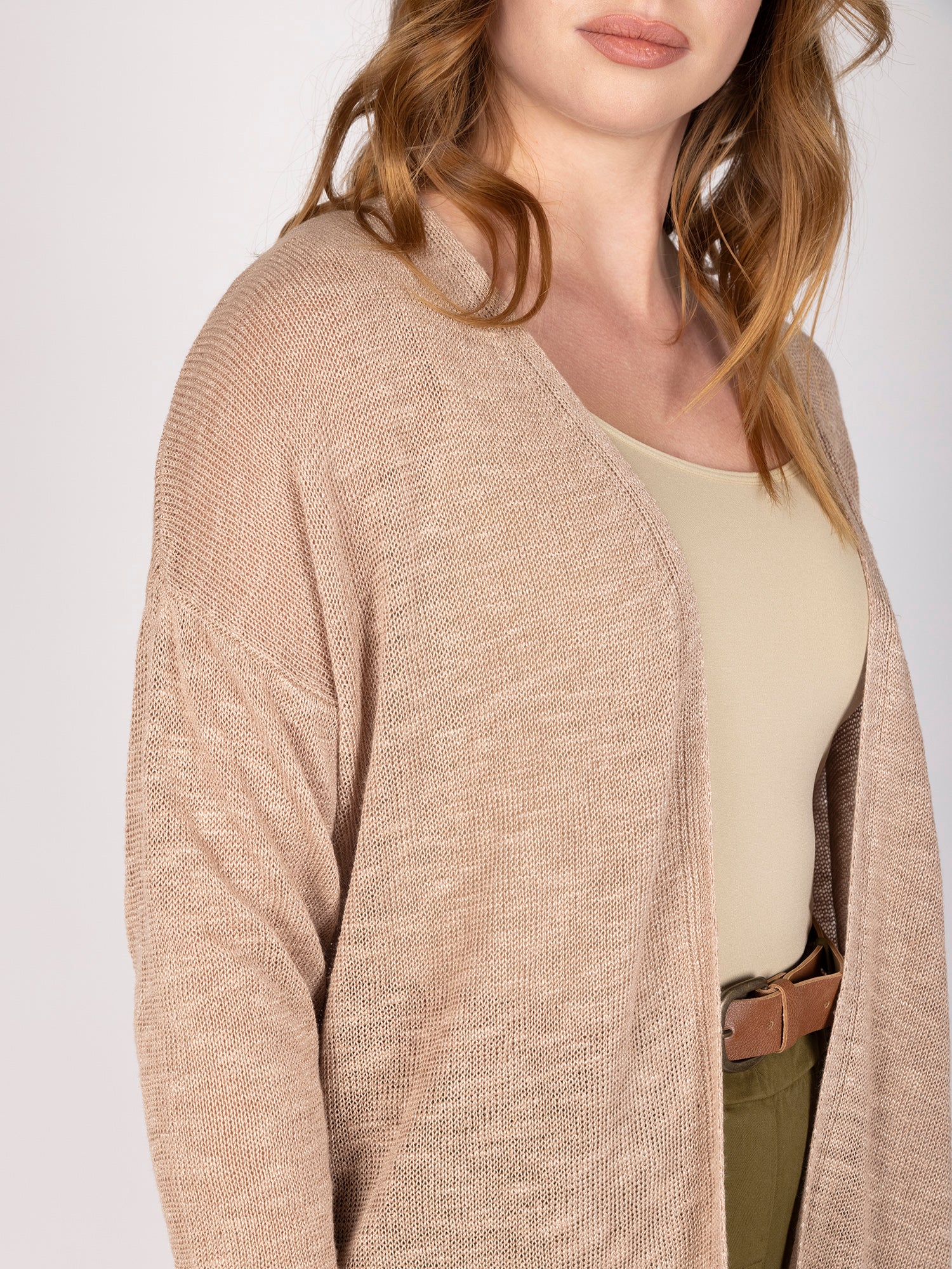 Cardigan Lino Fango Leidiro