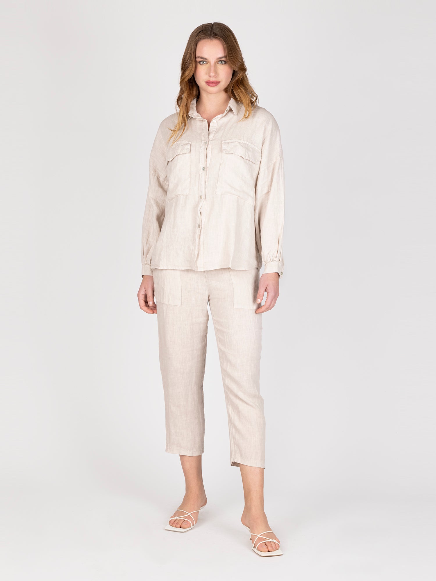 Blusa Lino Beige Leidiro
