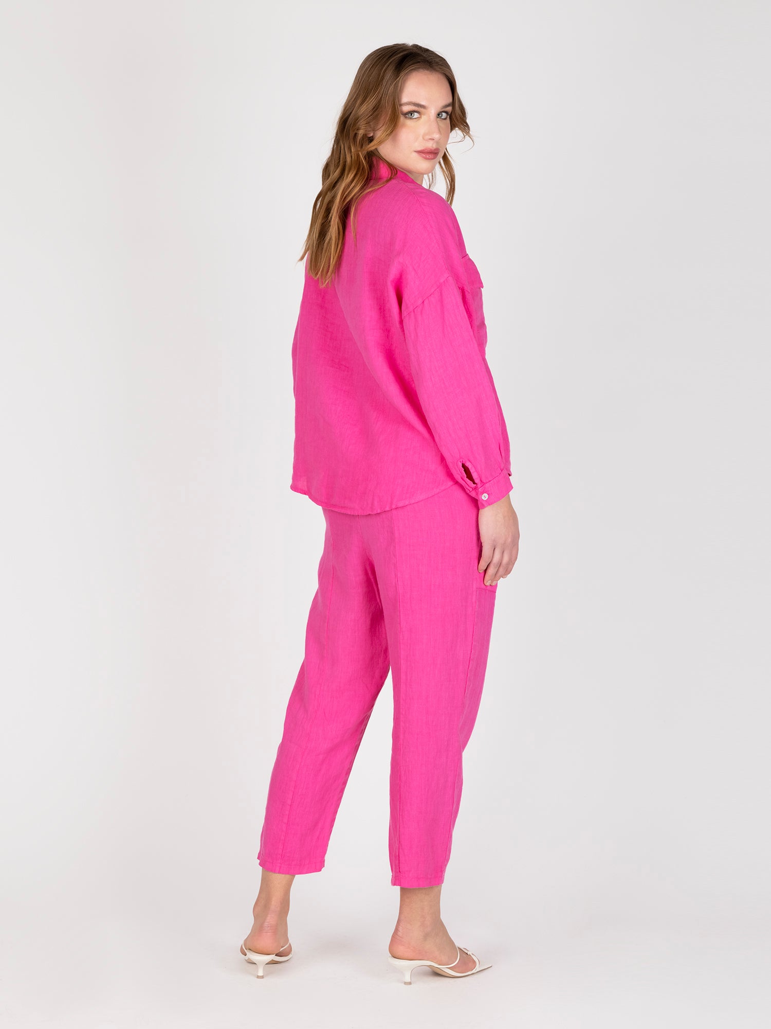 Blusa Lino Fucsia Leidiro