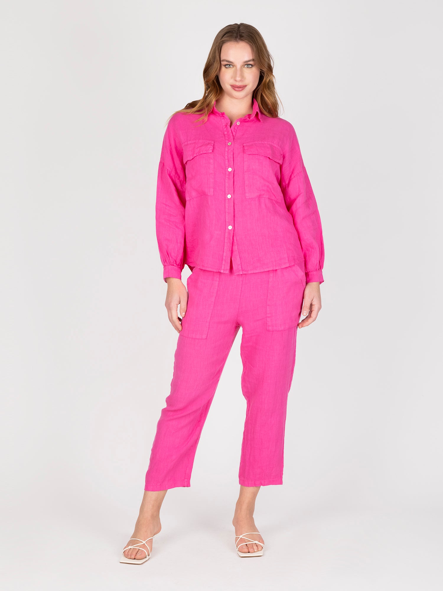 Blusa Lino Fucsia Leidiro