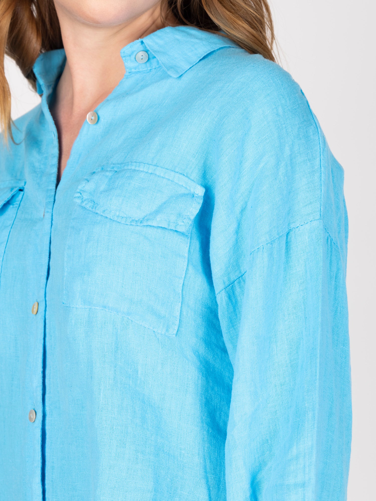 Blusa Lino Turquesa Leidiro