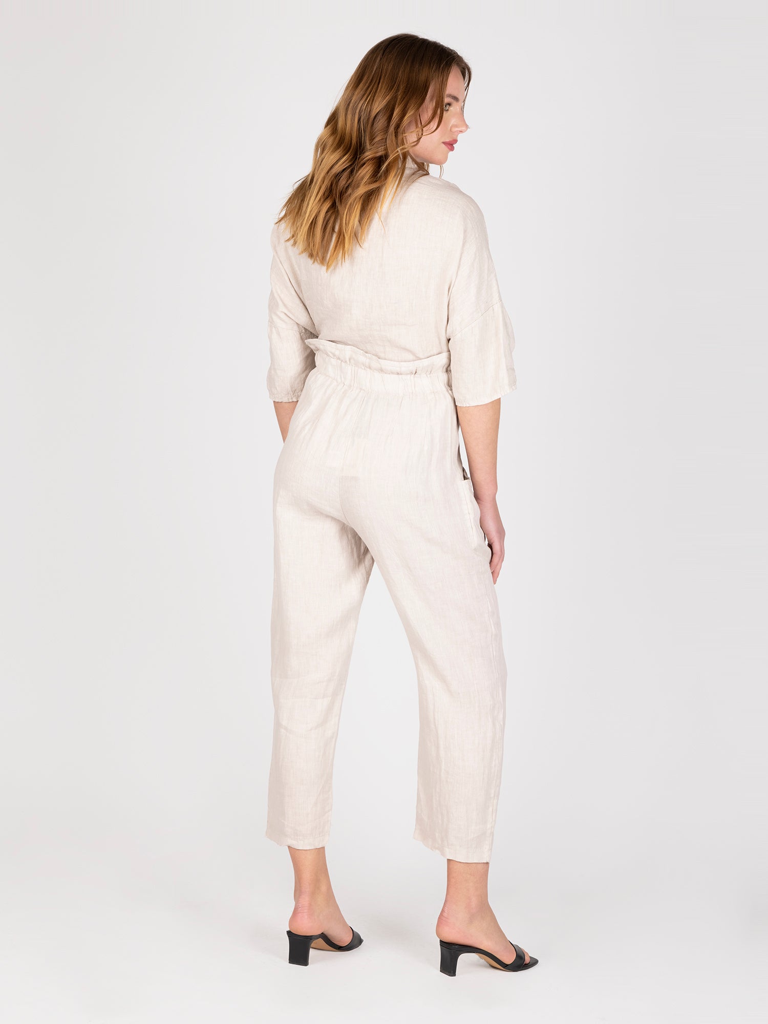 Pantalon Lino Beige Leidiro