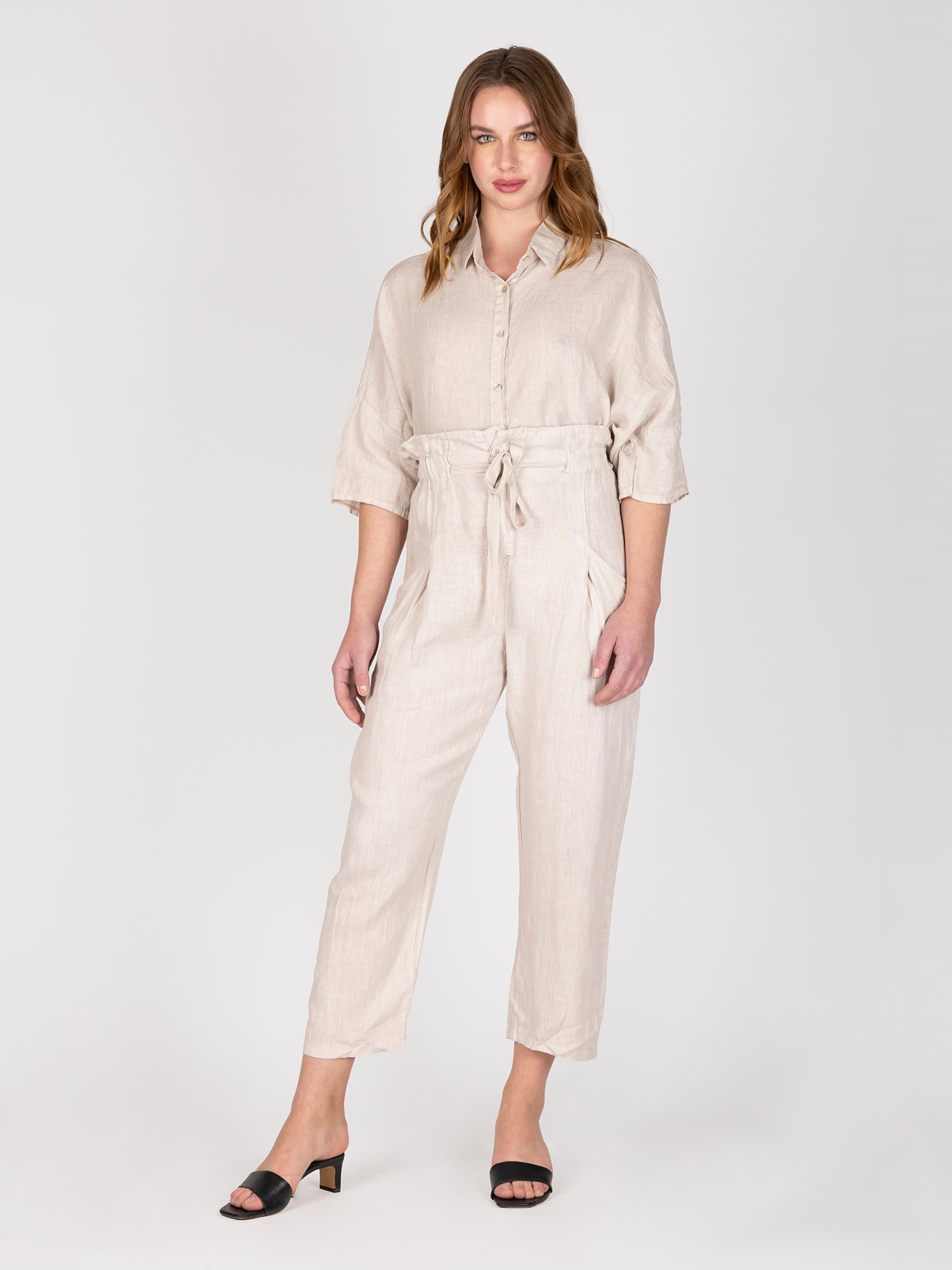 Pantalon Lino Beige Leidiro