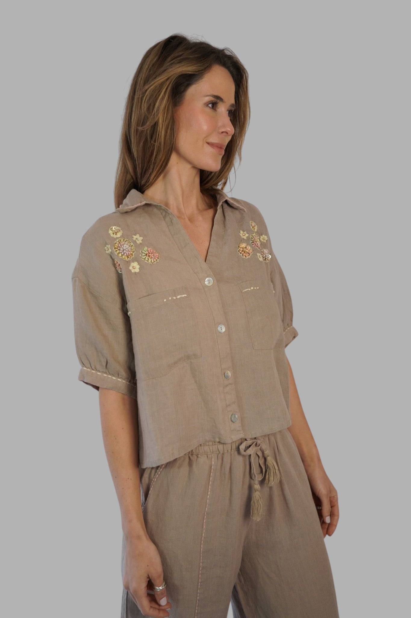 Blusa Andrea Taupe Leidiró