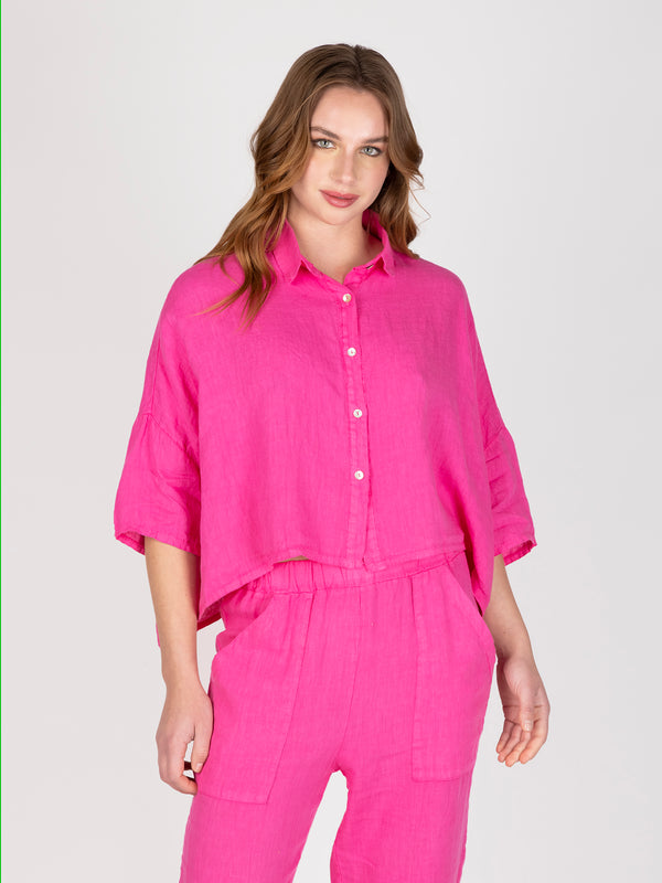 Blusa Lino Fucsia Leidiro