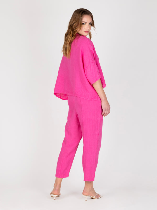 Blusa Lino Fucsia Leidiro