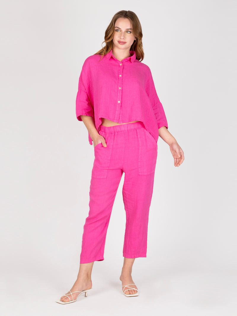 Blusa Lino Fucsia Leidiro