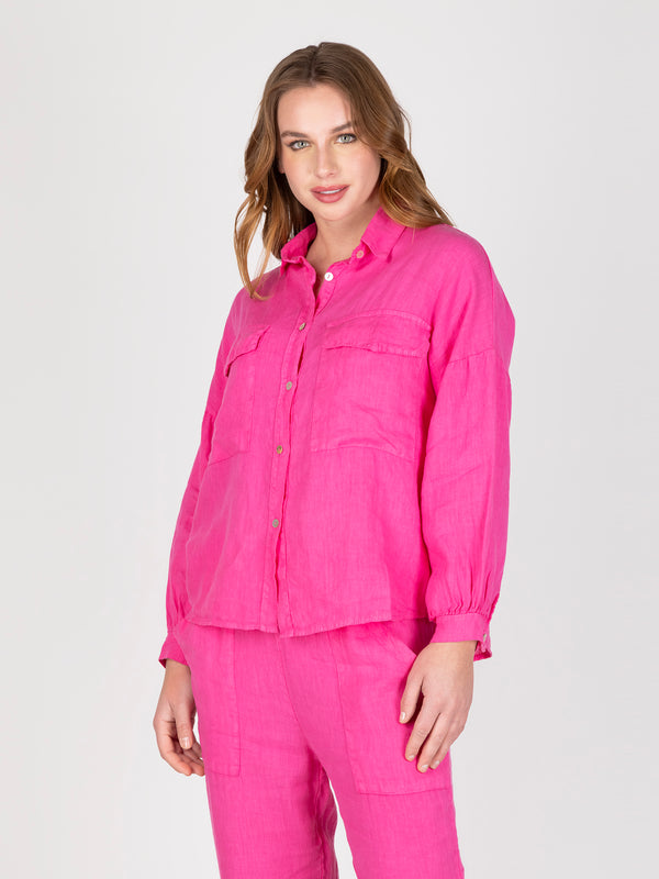 Blusa Lino Fucsia Leidiro