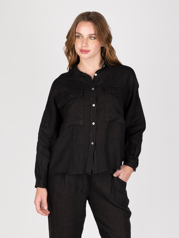 Blusa Lino Negro Leidiro
