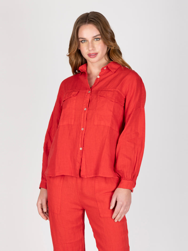 Blusa Lino Rojo Leidiro