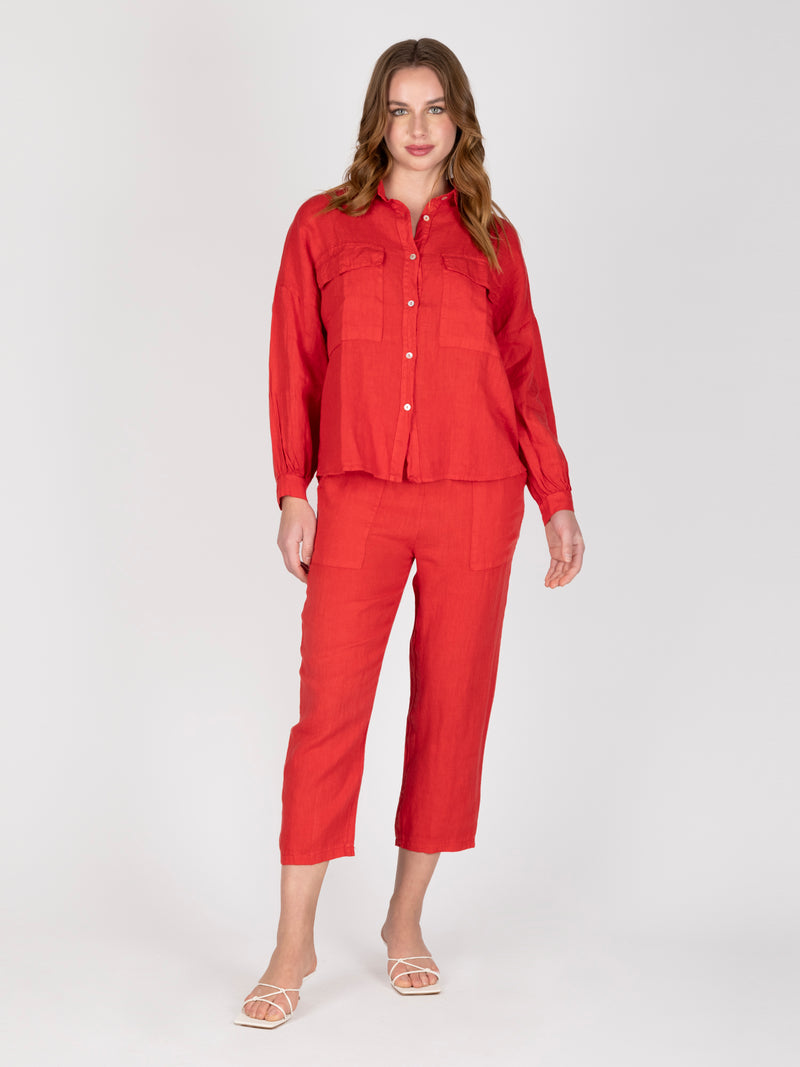 Blusa Lino Rojo Leidiro