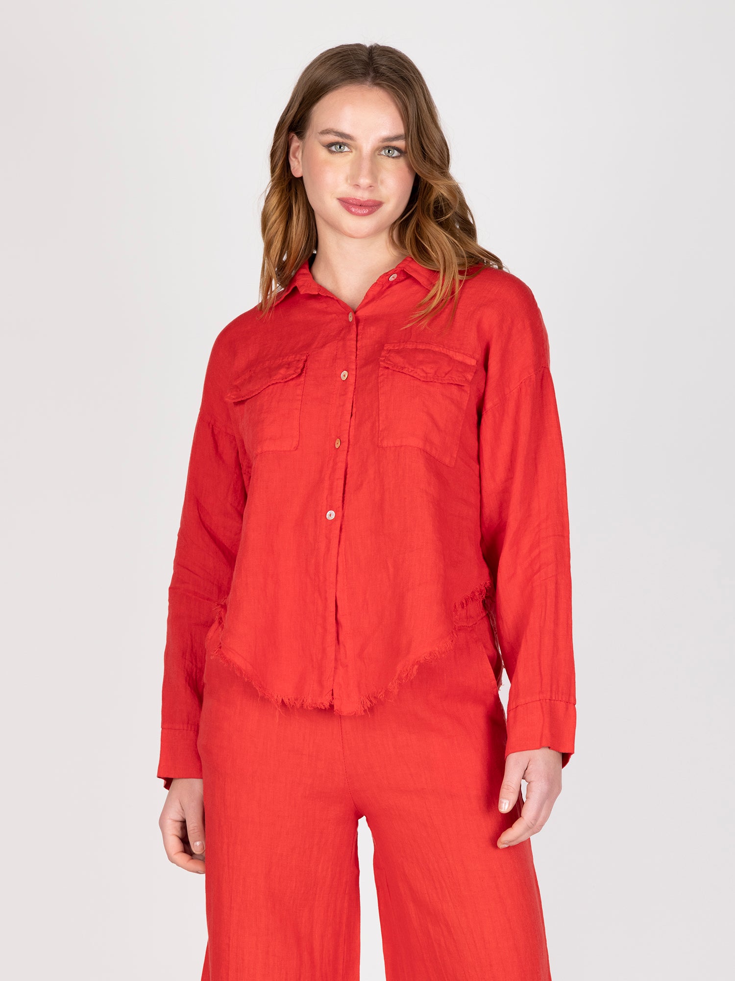 Blusa Lino Rojo Leidiro