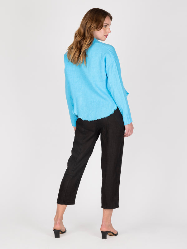 Blusa Lino Turquesa Leidiro