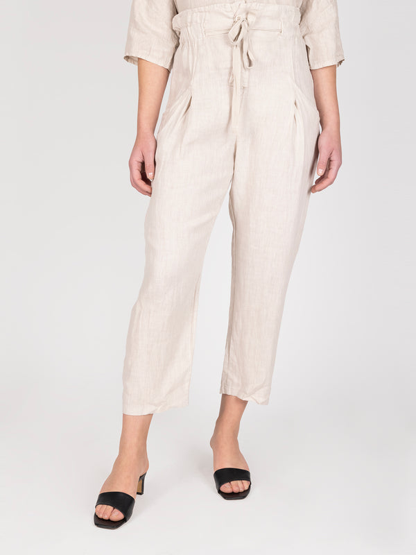Pantalon Lino Beige Leidiro