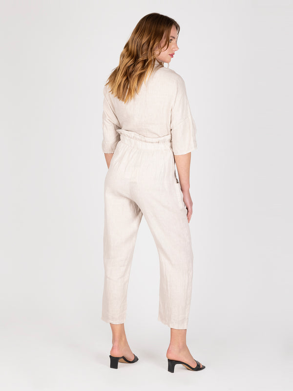 Pantalon Lino Beige Leidiro