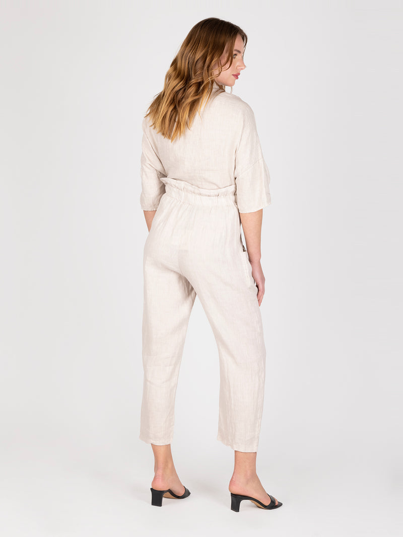 Pantalon Lino Beige Leidiro