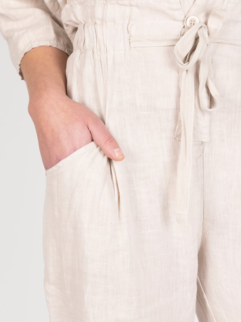 Pantalon Lino Beige Leidiro