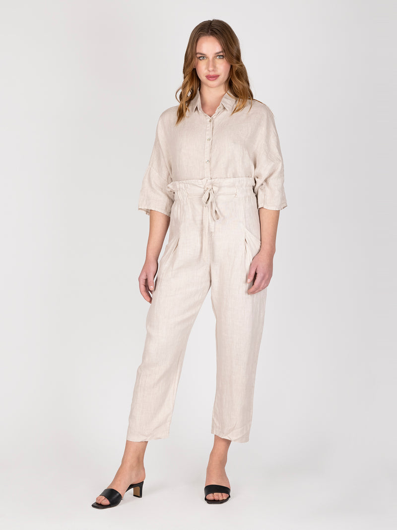 Pantalon Lino Beige Leidiro